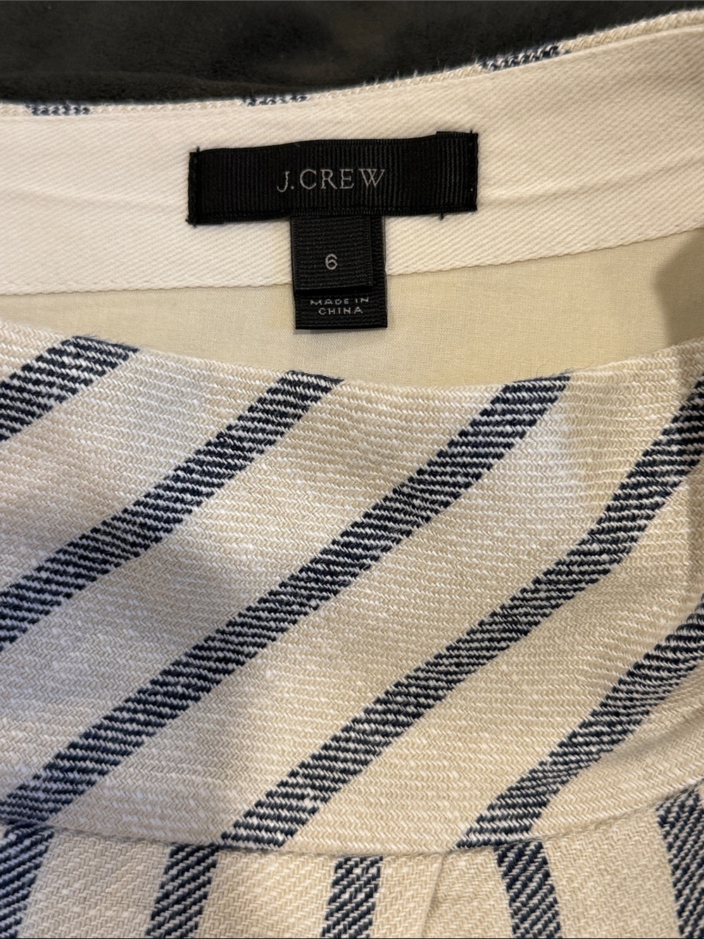 J. Crew Navy and Cream Diagonal Stripe Skirt